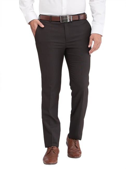 Raymond Brown Slim Fit Checks Trousers-picture-13