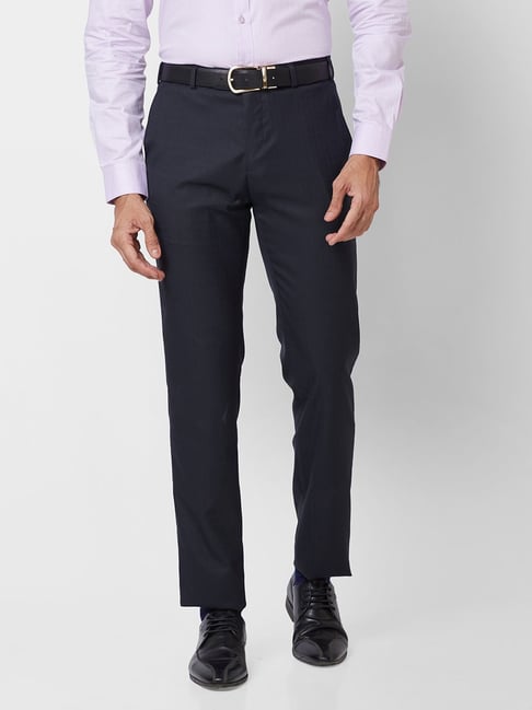 Raymond Blue Slim Fit Checks Trousers-picture-20