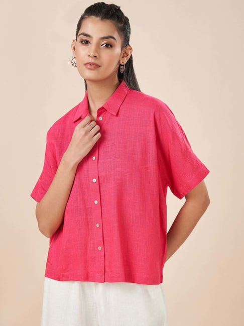 Akkriti by Pantaloons Pink Cotton Solid Top