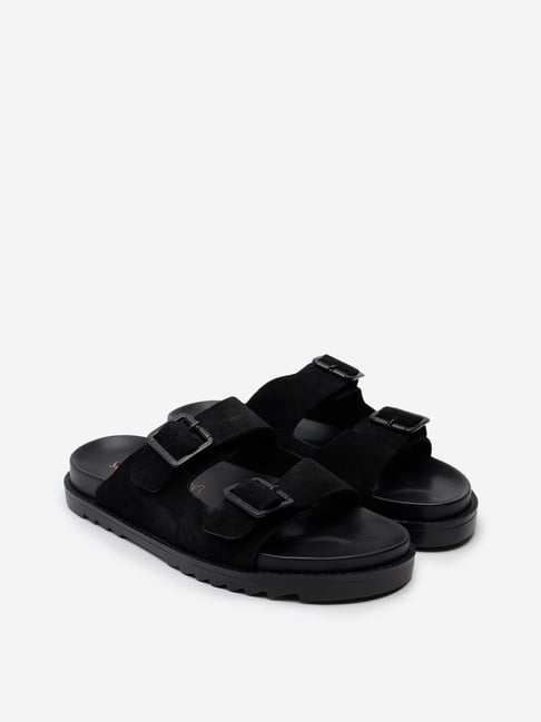 SOLEPLAY by Westside Black Dual-Strap Slides