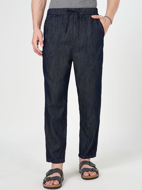 7 Alt By Pantaloons Blue Indigo Cotton Relaxed Fit Trackpants-picture-19