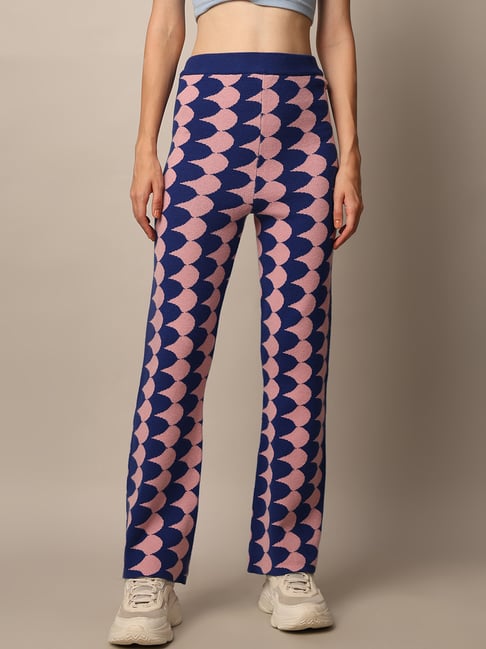 Only Blue & Pink Printed High Rise Pants-picture-31