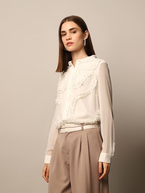 Only White Viscose Regular Fit Shirt-picture-37