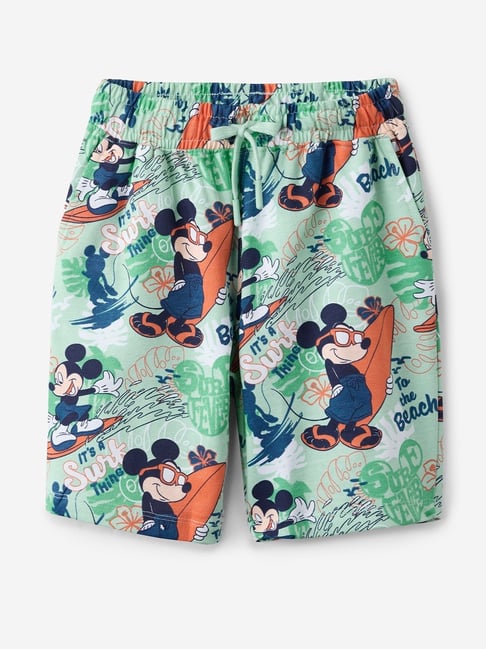 The Souled Store Boys Green Cotton Printed Shorts-picture-28