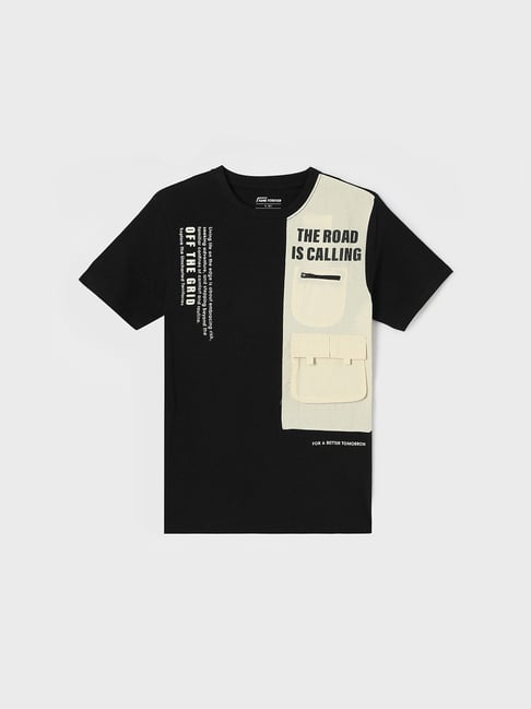 Fame Forever by Lifestyle Boys Black Cotton Color Block Pattern T-Shirt-picture-38