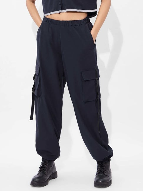 The Souled Store Navy Plain Cargo Joggers-picture-40