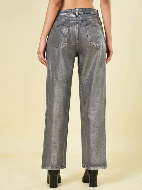 SF Jeans by Pantaloons Grey Cotton Plain High-Rise Jeans