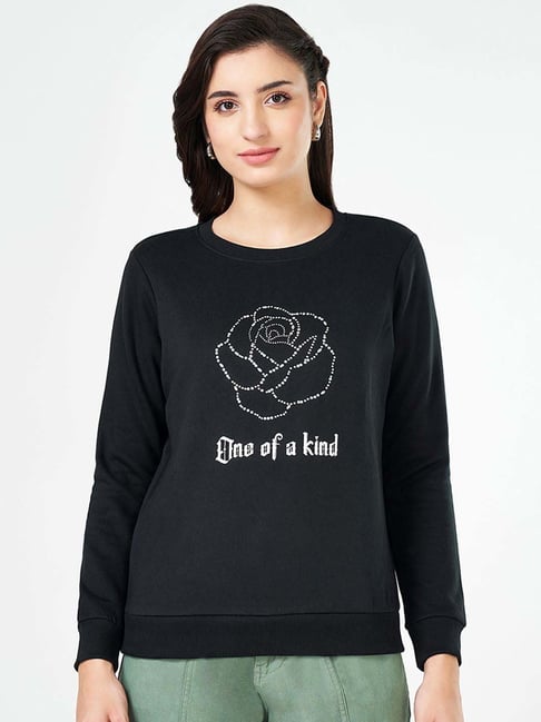 Honey by Pantaloons Black Cotton Printed Sweatshirt-picture-32