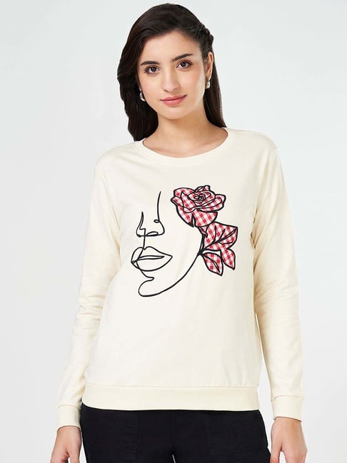 Honey by Pantaloons Cream Cotton Embroidered Sweatshirt-picture-40