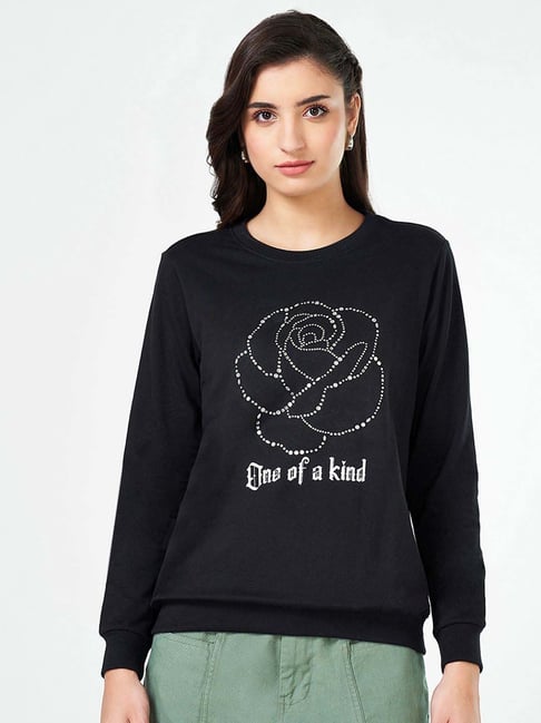 Honey by Pantaloons Black Cotton Embellished Sweatshirt-picture-42