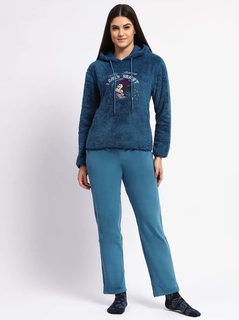 MADAME M Secret Blue Plain Night Suit-picture-25