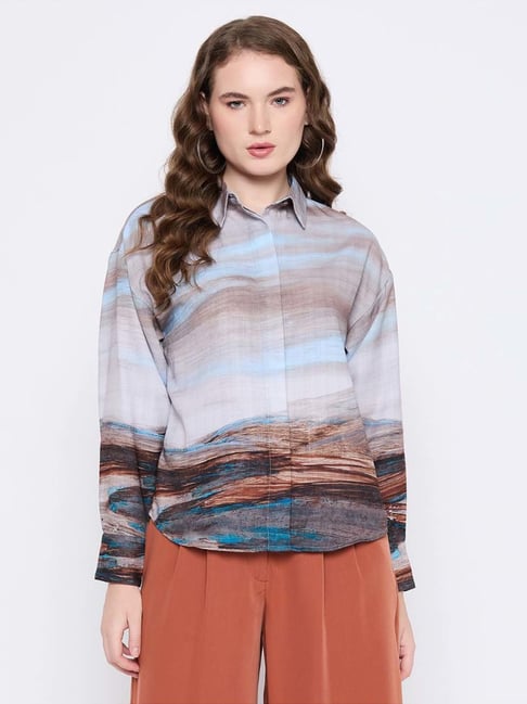 MADAME Blue Abstract Shirt