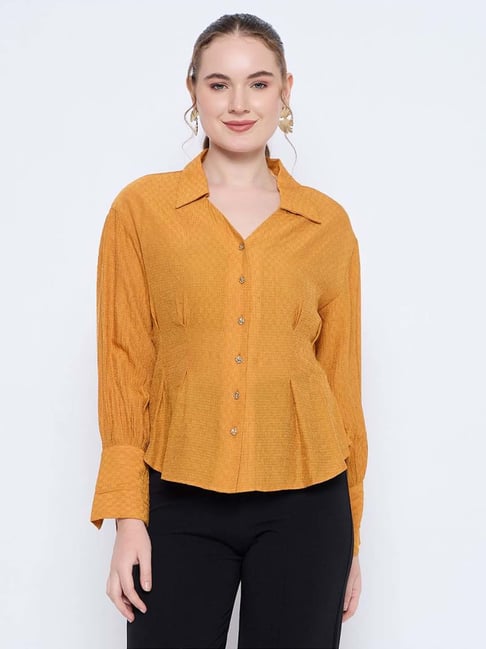 MADAME Mustard Plain Shirt