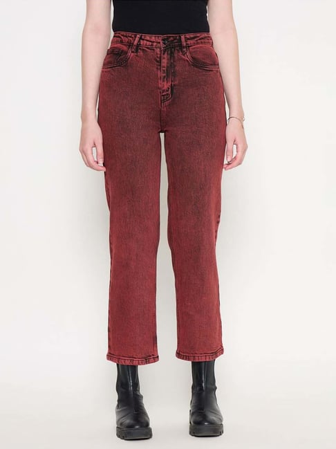 MADAME Red Plain Mid rise Jeans-picture-26