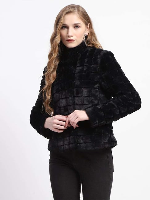 MADAME Black Self Coat-picture-35