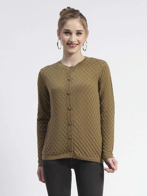 MADAME Khaki Embroidered Cardigan-picture-36