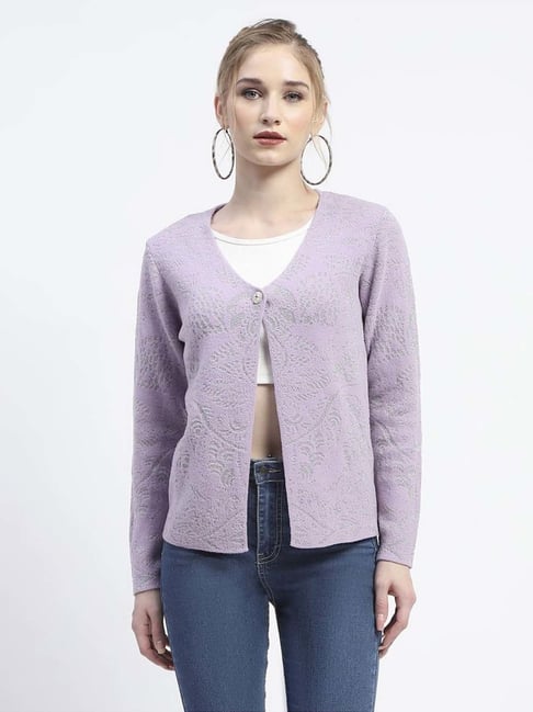 MADAME Purple Abstract Cardigan-picture-24
