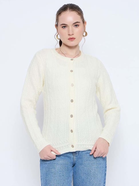 MADAME White Self Cardigan