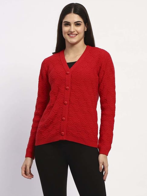 MADAME Red Self Cardigan-picture-23