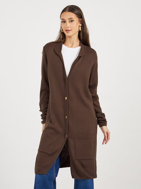 Styli Brown Acrylic Straight Sweaters-picture-25