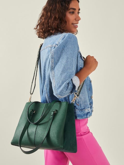 Accessorize London Green Solid Shoulder Handbag