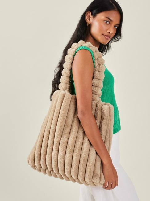 Accessorize London Cream Quilted Tote Handbag