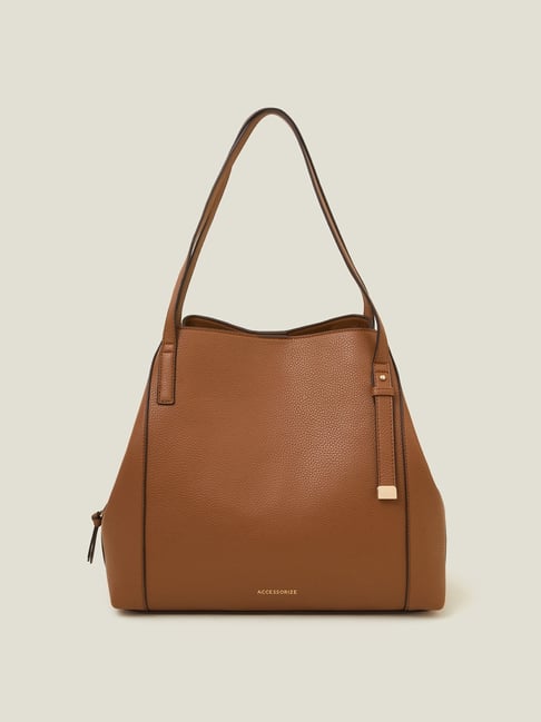 Accessorize London Brown Solid Shoulder Handbag