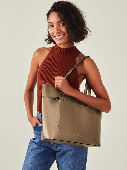 Accessorize London Brown Solid Tote Handbag-image-15