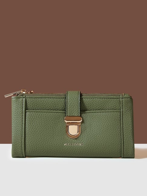 Accessorize London Green Solid Wallet for Women