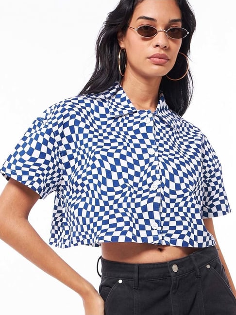 Bewakoof Blue Printed Crop Shirt-picture-13