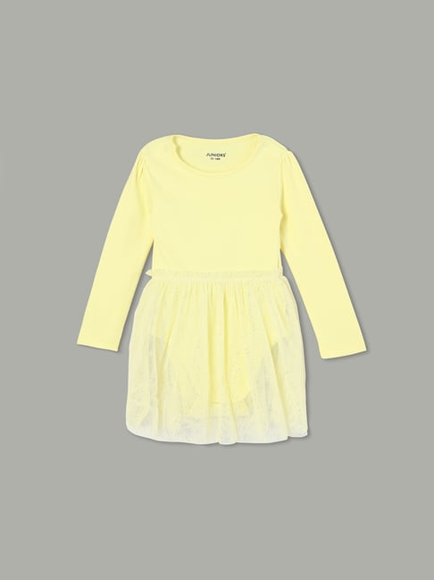 Juniors by Lifestyle Girls Yellow Cotton Solid Dress Juniors by Lifestyle Girls Yellow Cotton Solid Dress
