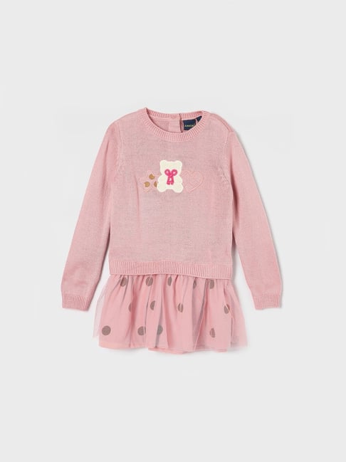 Juniors by Lifestyle Girls Peach Embroidered Sweater
