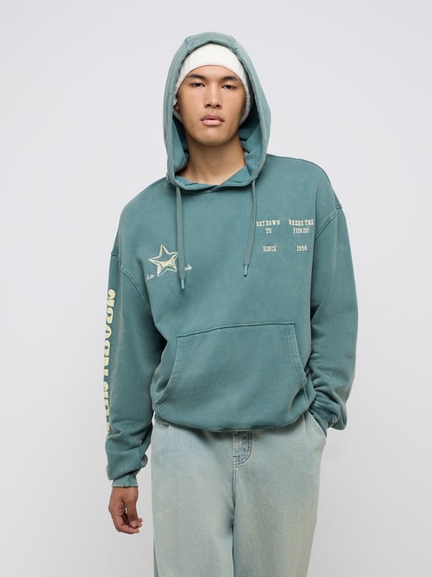 Nuon by Westside Sage Typographic Design Relaxed-Fit Cotton Hoodie