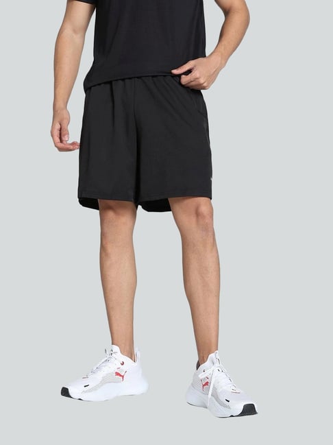 Puma Black Regular Fit Logo Printed Sports Shorts
