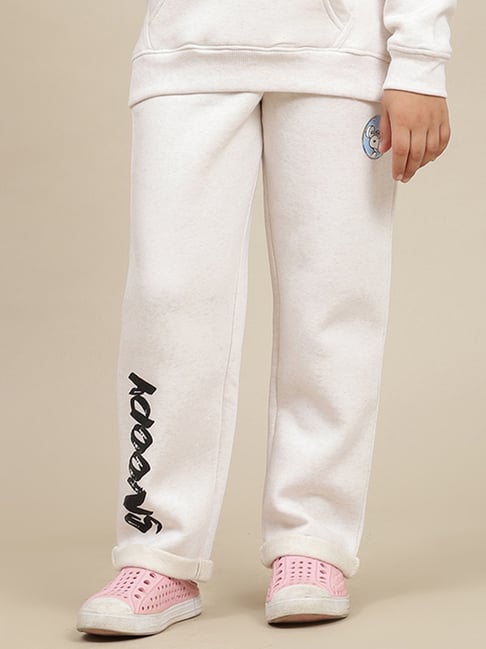 Kidsville Girls Grey Cotton Blend Printed Joggers