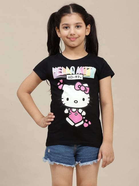 Kidsville Girls Black Cotton Printed T-Shirt-picture-32