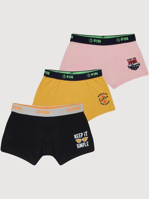 3PIN Boys Multicolor Cotton Solid Innerwear