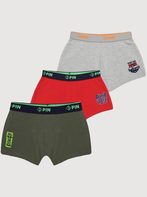 3PIN Boys Multicolor Cotton Solid Innerwear