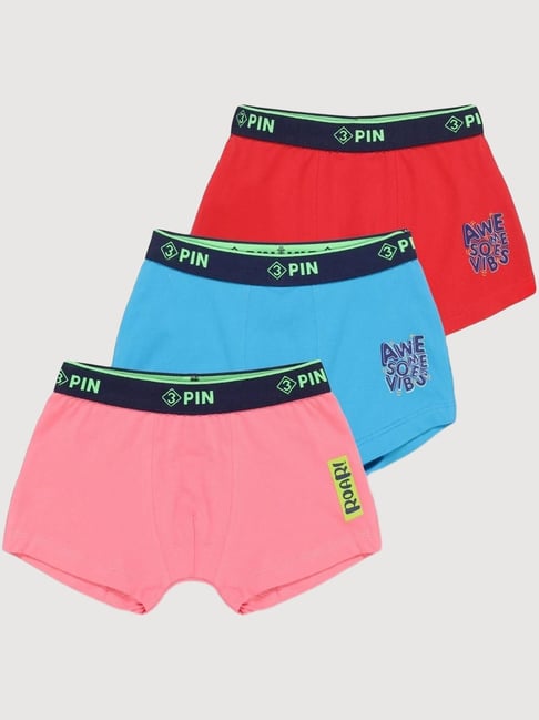 3PIN Boys Multicolor Cotton Solid Innerwear