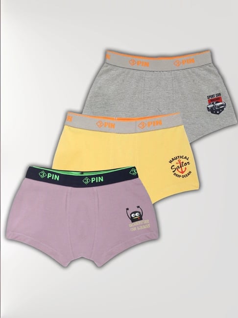 3PIN Boys Multicolor Cotton Solid Innerwear