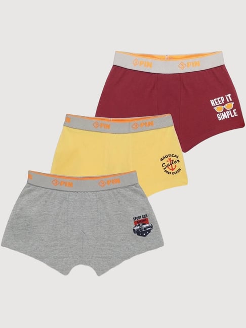3PIN Boys Multicolor Cotton Solid Innerwear