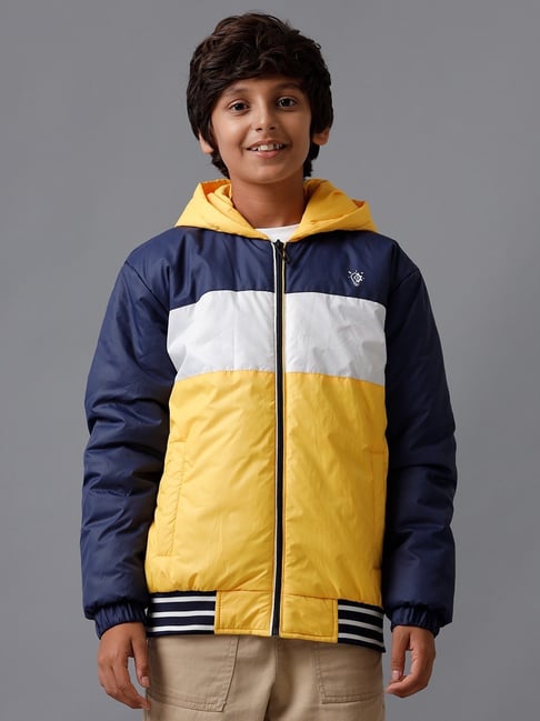 Under Fourteen Only Boys Navy Cotton Color Block Pattern Jacket-picture-34