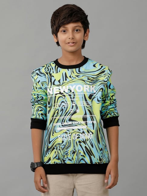 Under Fourteen Only Boys Green Cotton Printed Sweatshirt-picture-27
