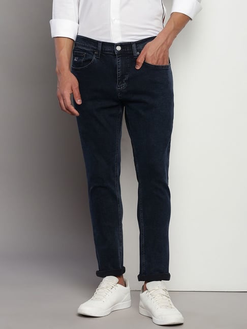 Tommy Hilfiger Dark Blue Cotton Slim Fit Jeans