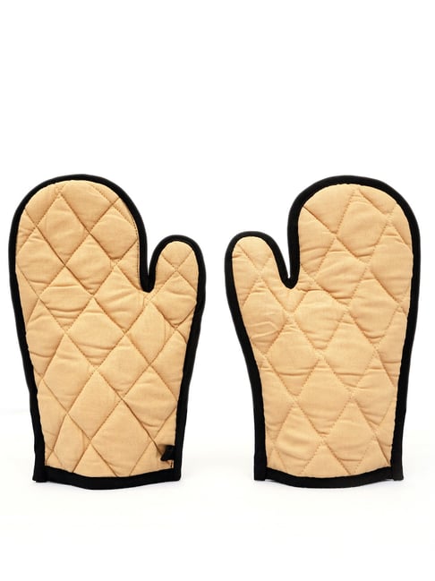 Swayam Beige Cotton Casement Pack of 2 Oven Gloves-picture-44