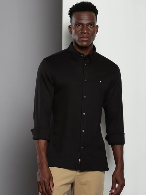 Tommy Hilfiger Black Cotton Regular Fit Shirt