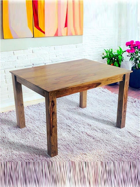 Ikiriya Oakmont Beige Sheesham Wood Contemporary Dining Table in Teak Finish
