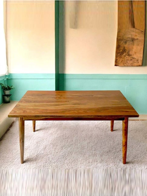 Ikiriya Oakmont Beige Sheesham Wood Contemporary Dining Table in Teak Finish