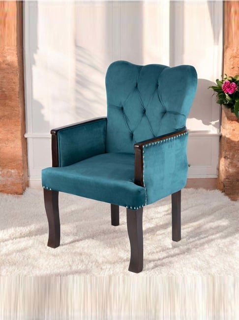 Ikiriya Arista Turquoise Sheesham Wood Accent Relaxing Lounge Chair-picture-19