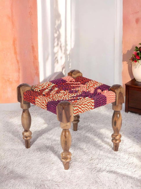 Ikiriya Riaza Multicolor Sheesham Wood Vintage Stool-picture-38